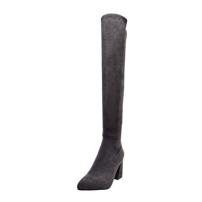 Women's Over Knee Boots High Pointed Toe Mid Heels