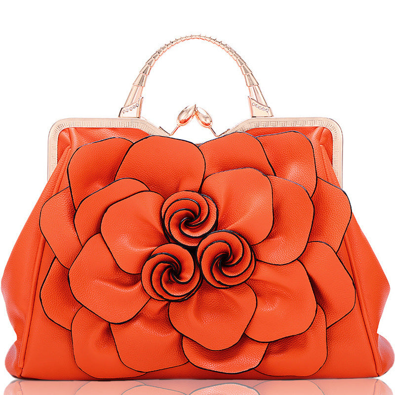 Bolso de mano para mujer con diseño de flores rosas, color liso