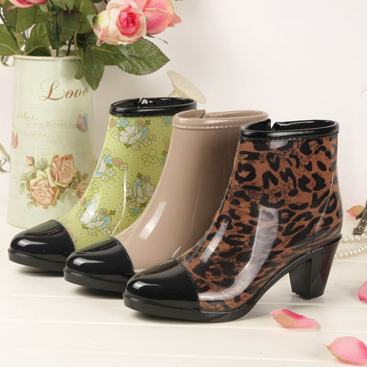 Women's Non-slip Mid-to-low Tube High-heeled Rain Boots