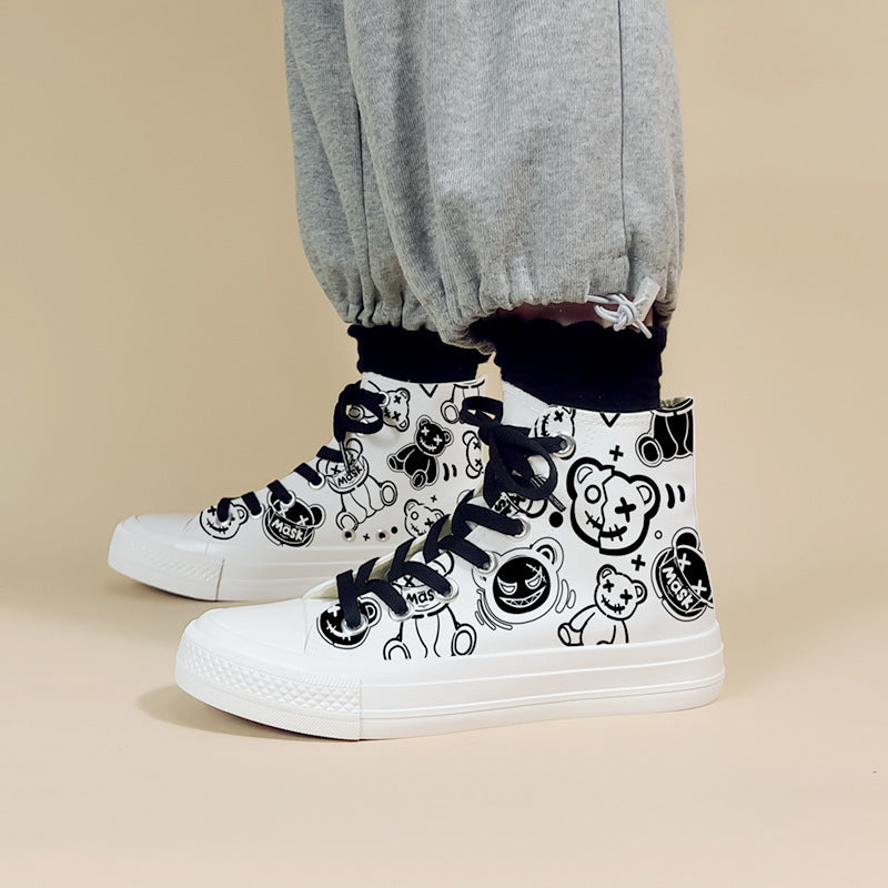 Women's High Top Trendy Graffiti Personalized Canvas Shoes