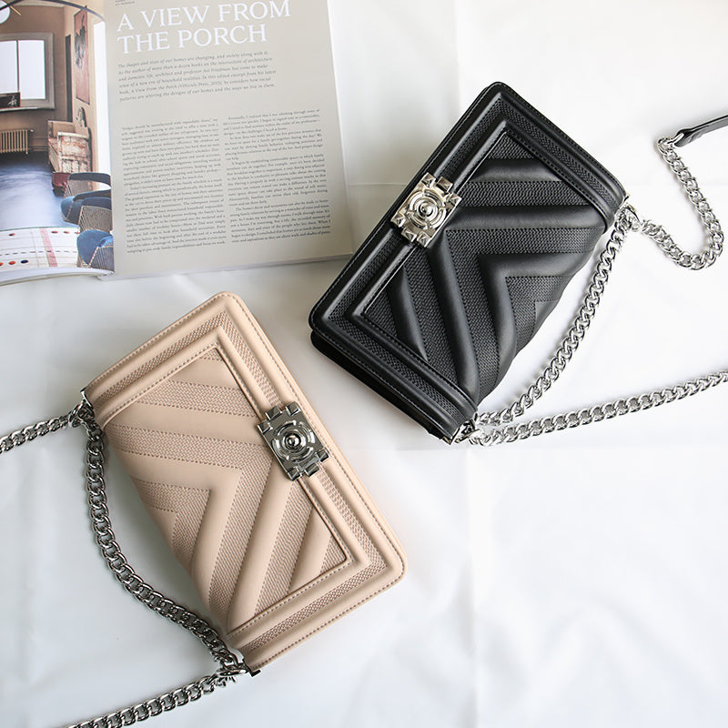 Fashion Versatile One Shoulder Crossbody Square Bag Underarm Leather