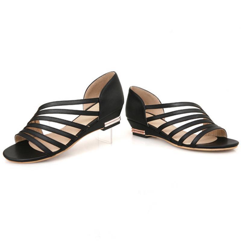 Summer Thin Strap Mid-heel Flat Wedge Casual Ladies Sandals