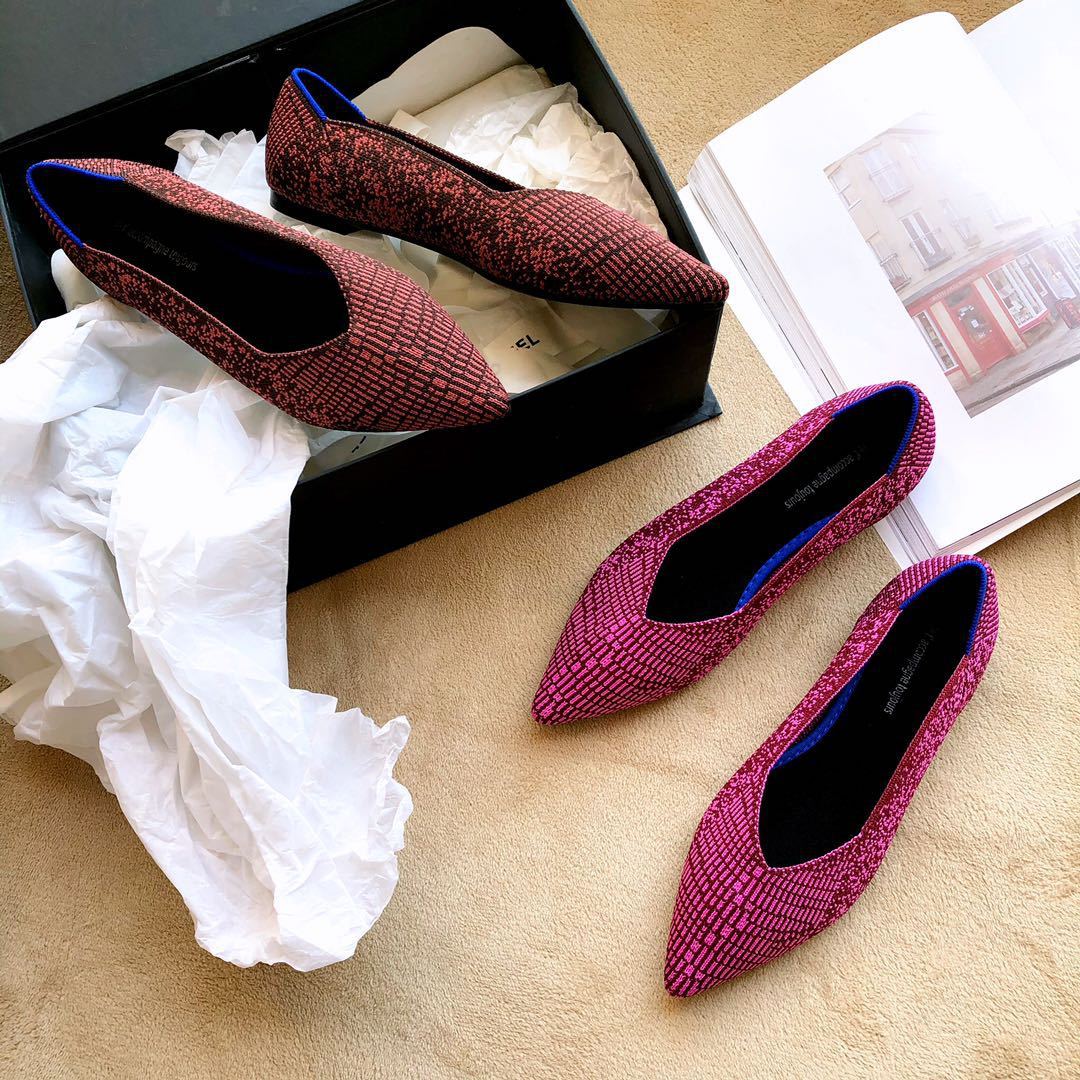 Women's Pointed Toe Casual Woven Flat Shoes