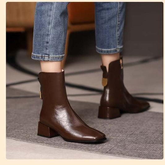 Square Toe Fashion Autumn And Winter Retro Martin Boots