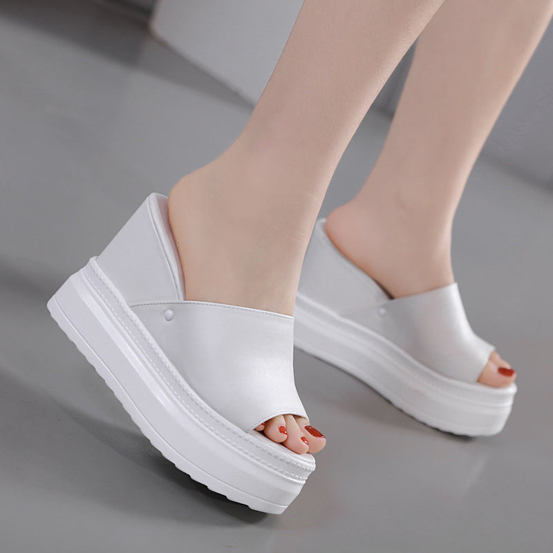 Women's Sandals Height Increasing Insole Platform White Platform Peep Toe Shoes