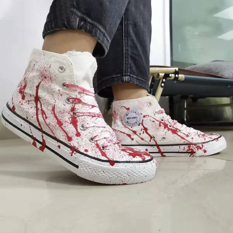 Men's And Women's Hand-painted Trendy Graffiti Canvas Shoes