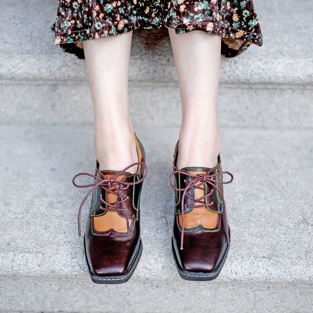 Zapatos de mujer de tacón alto estilo étnico retro de primavera y verano