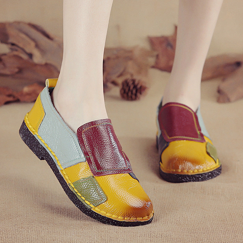 Women's Fashion First Layer Cowhide Casual Multicolor Shoes