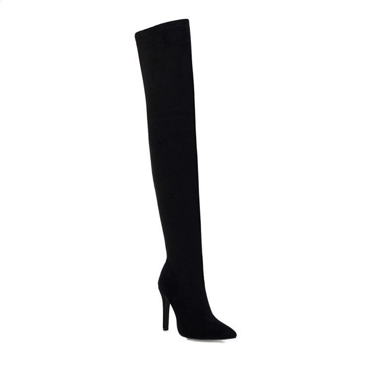 Women's Over Knee High Heel Pointed Toe Vintage Stretch Boots