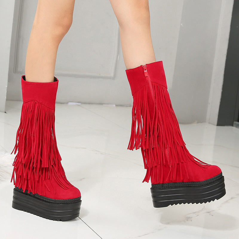 Super High Heel Women Shoes Fringed Boots