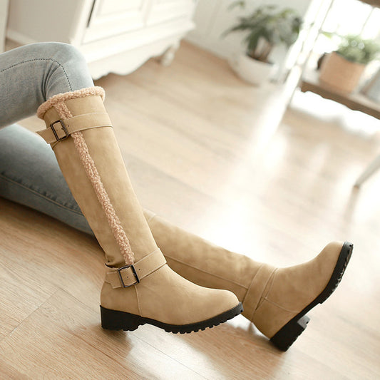 Women's Low Heel Belt Buckle Boots