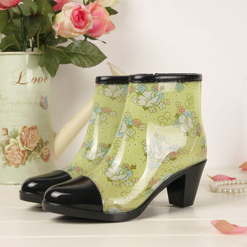 Women's Non-slip Mid-to-low Tube High-heeled Rain Boots