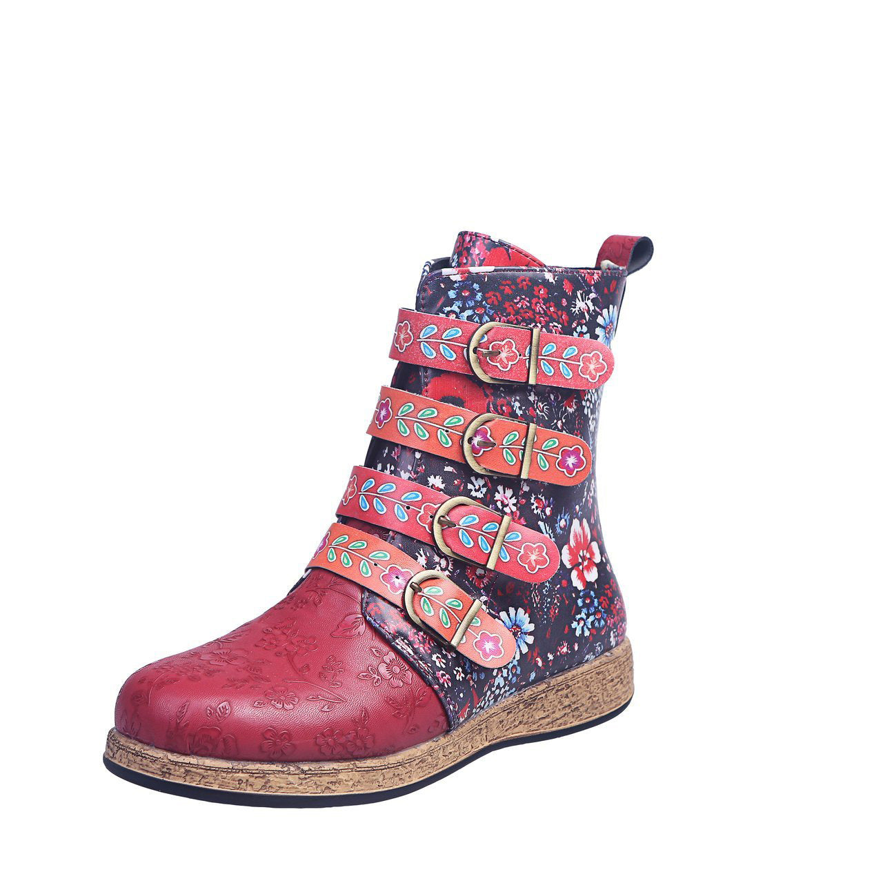 Flache Stiefel im ethnischen Boho-Stil mit Stickereien für Damen