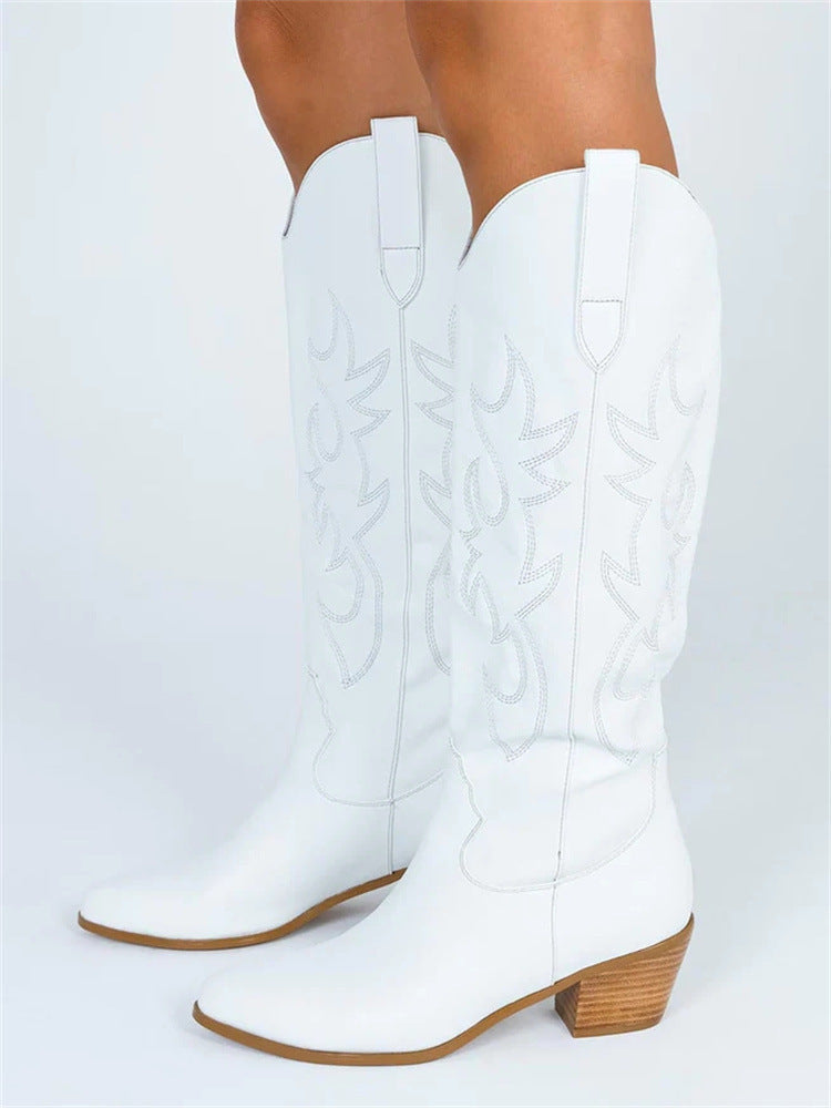 New Ethnic Style Embroidery High Tube Knee-high Boots