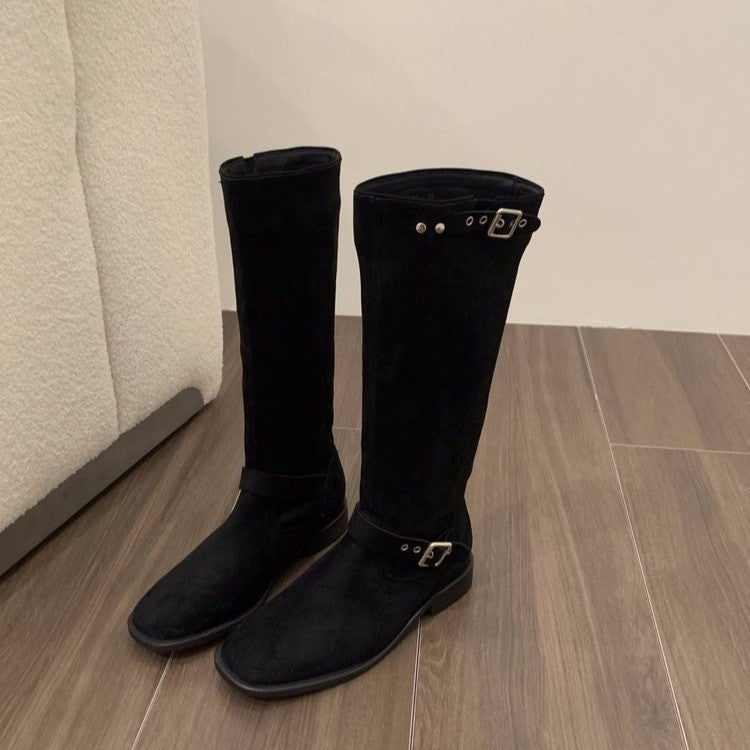 Botas retro de moda por debajo de la rodilla para mujer