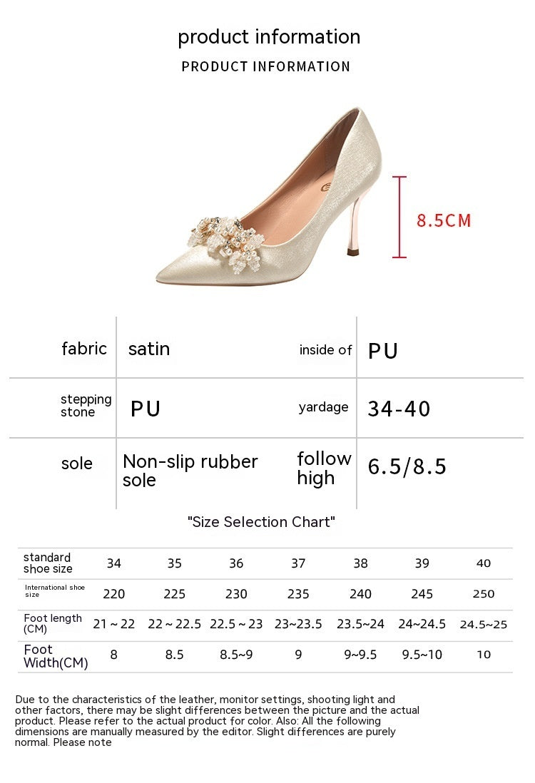 Niche High Heels für die Braut im französischen Stil für Damen