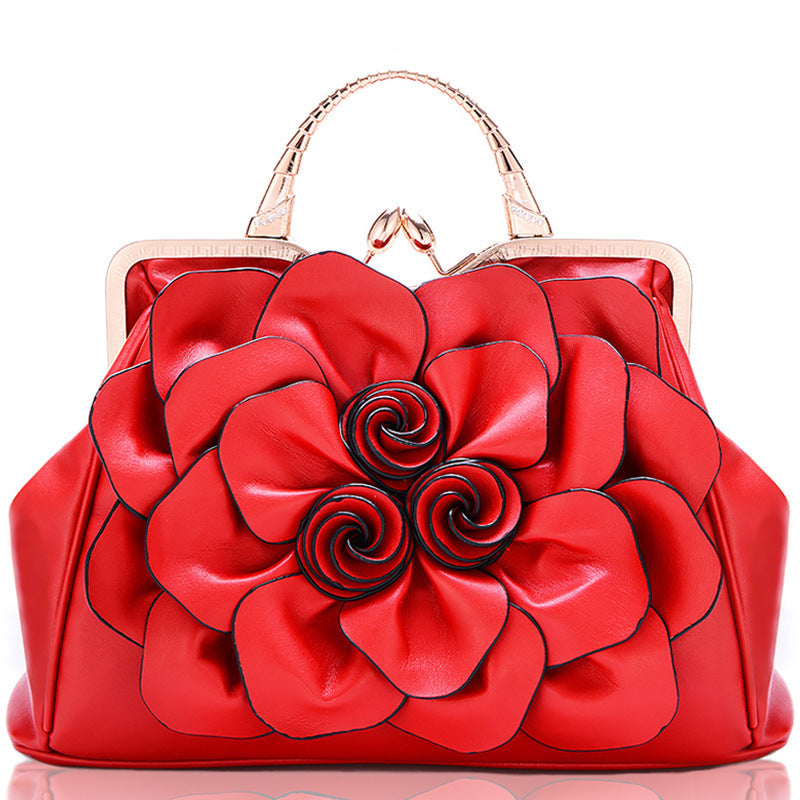 Bolso de mano para mujer con diseño de flores rosas, color liso