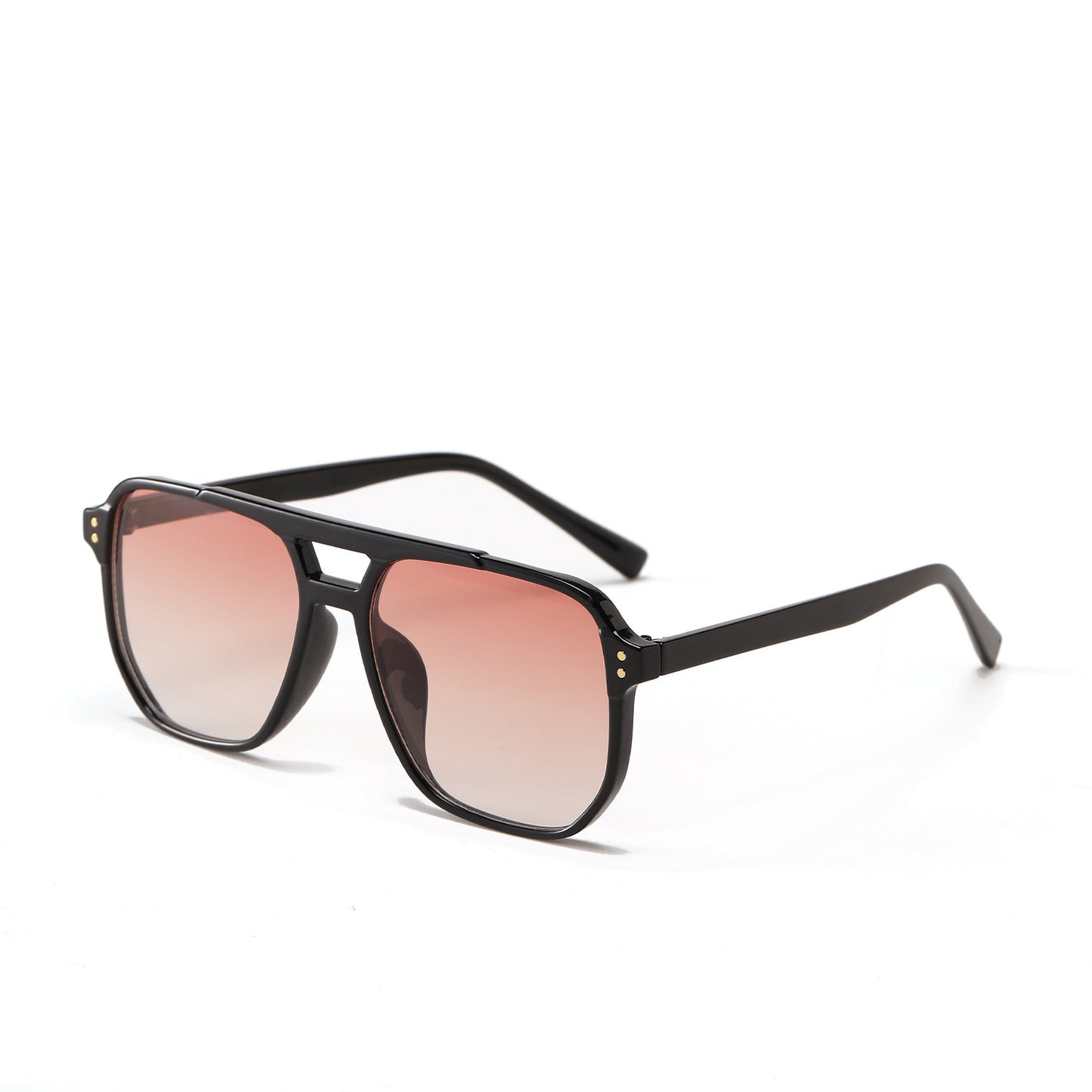 Gafas de sol negras de moda con doble haz cuadrado para mujer