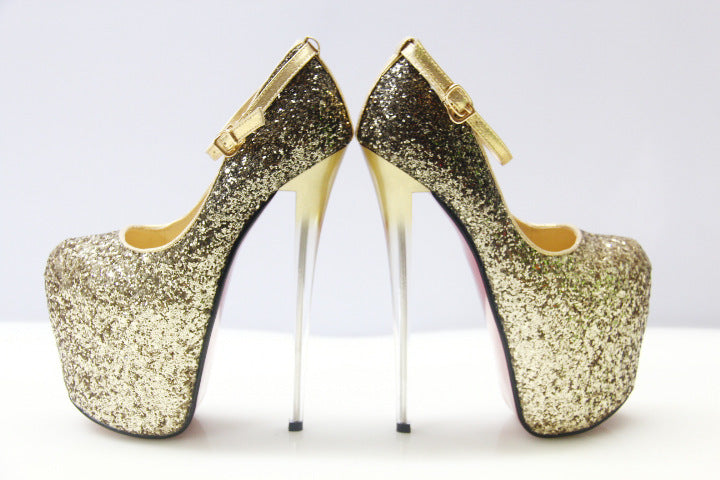 Super High Stiletto Heel 19cm Gradient Shallow Mouth Sequins Nightclub