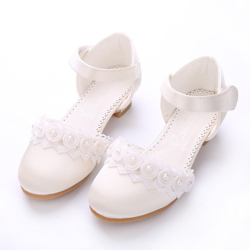 Foreign Trade Export Flower Small High-heeled Children's Shoes