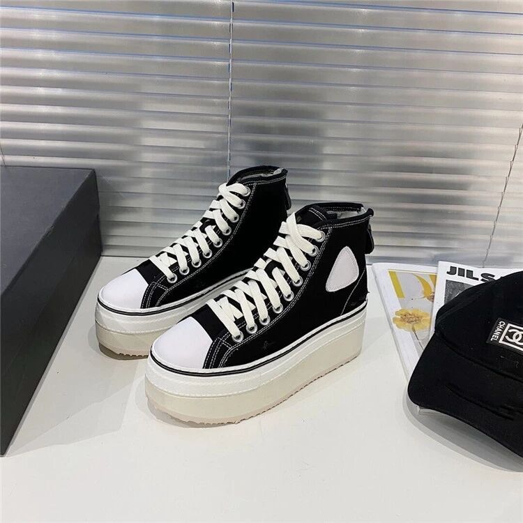 Women's Casual Ripped Platform Platform High-Top Canvas Shoes