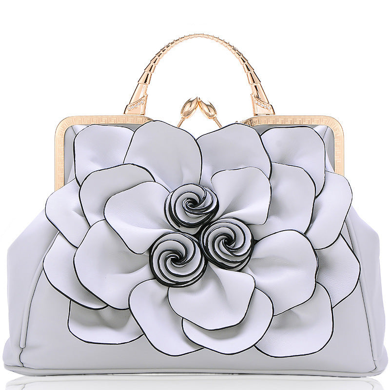 Bolso de mano para mujer con diseño de flores rosas, color liso