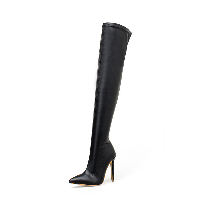 Women's Over Knee Boots Leather Stiletto Heel