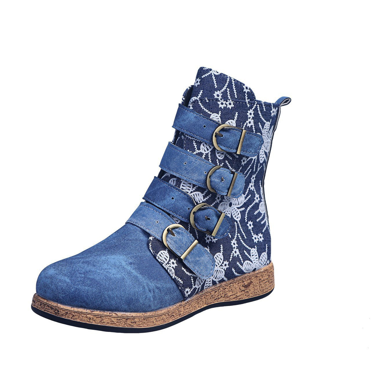 Flache Stiefel im ethnischen Boho-Stil mit Stickereien für Damen