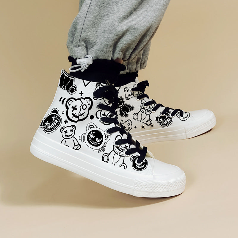 Women's High Top Trendy Graffiti Personalized Canvas Shoes