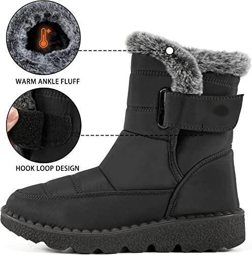 Winter-Schneestiefel, warme Plüsch-Plateaustiefel, wasserdichte Klettschuhe