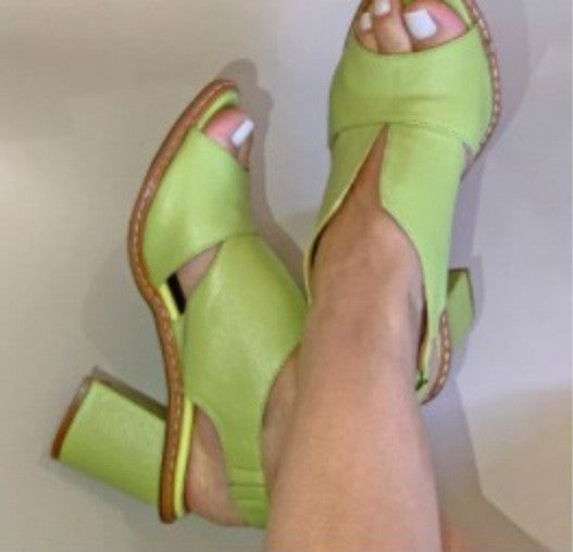 Sandalias de tacón alto con punta abierta y tacón grueso elegantes para mujer de verano