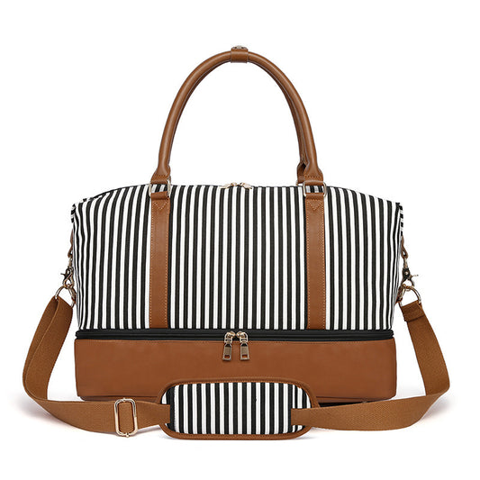 Women's Hand Striped Canvas Duffle Bag