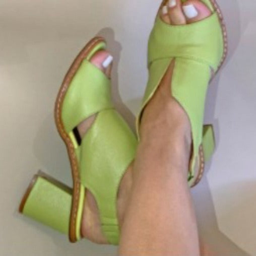 Sandalias de tacón alto con punta abierta y tacón grueso elegantes para mujer de verano