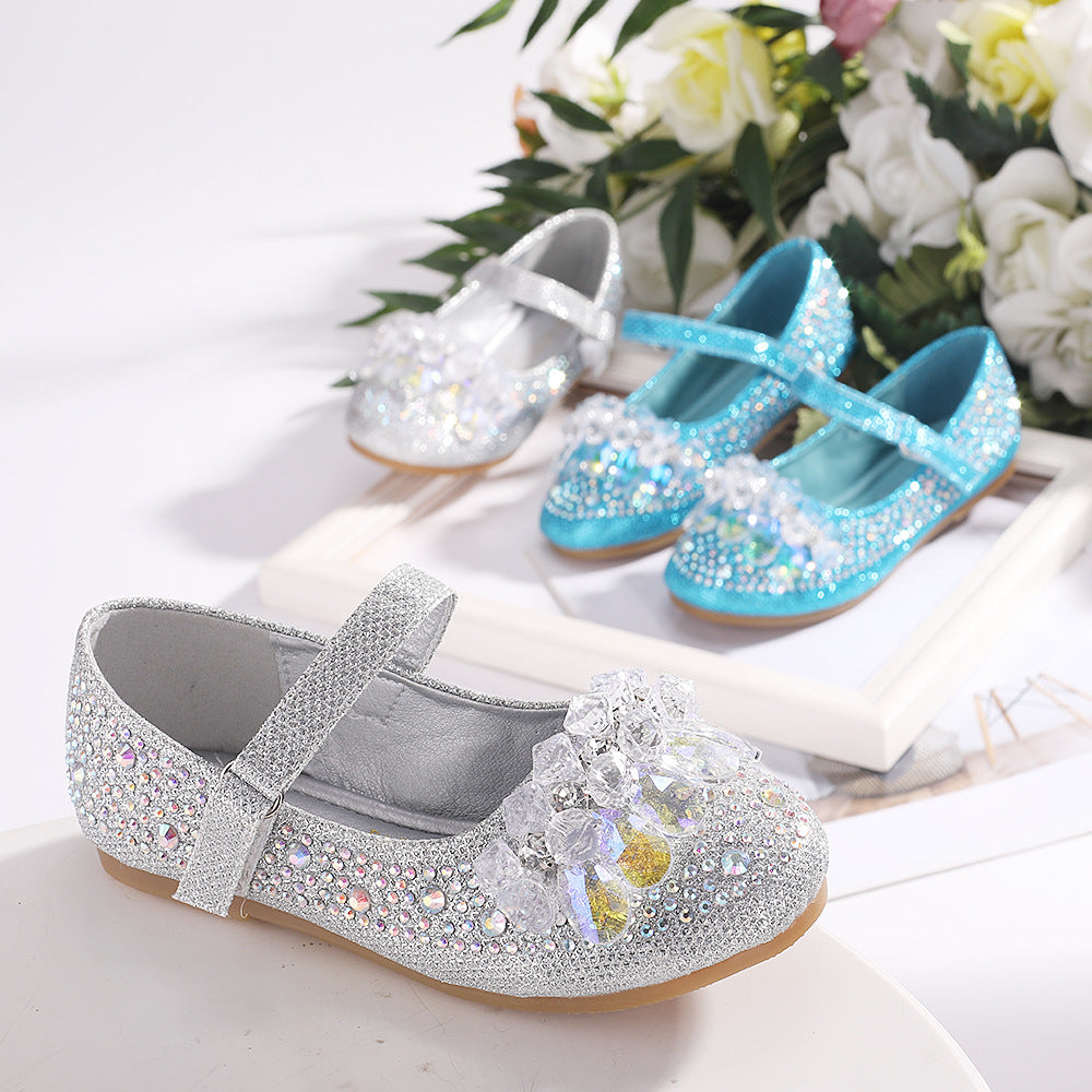 Nuevos zapatos de princesa con diamantes de imitación para niñas