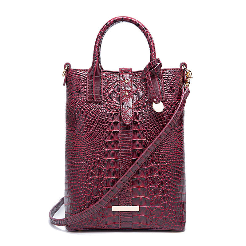 Women's Retro Multi-color Concave-convex Crocodile Pattern Shoulder Bag