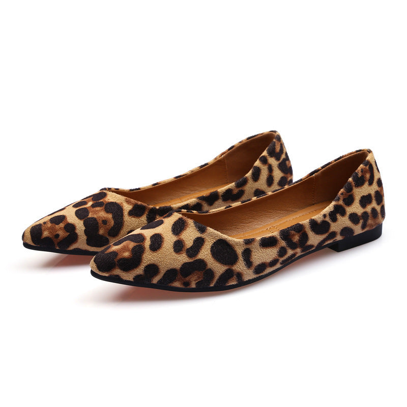 Women's Fashion All-match Vintage Leopard Print Pointed Soft Sole Shoes