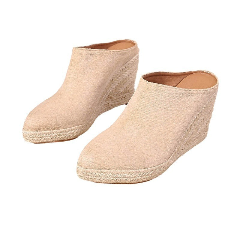 Pantuflas de mujer con punta puntiaguda, cuña y suela gruesa