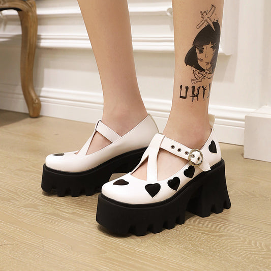 Women's Large Size Round Toe Platform Cross Strappy Shoes