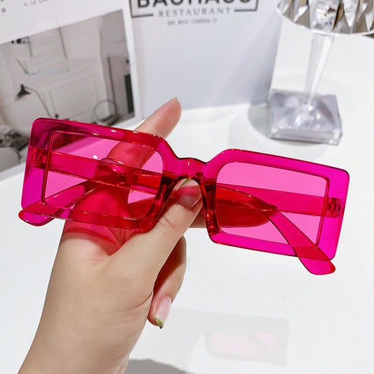 Stylish Beach Jelly Color Square Frame Sunglasses