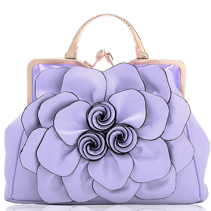 Bolso de mano para mujer con diseño de flores rosas, color liso