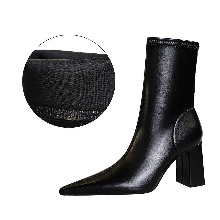 Damen Winterstiefel mit spitzer Spitze und hohen Absätzen