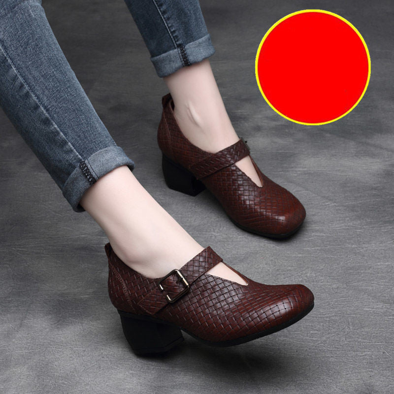 Damen Sommer Neue Retro Quadratische Zehen Schuhe